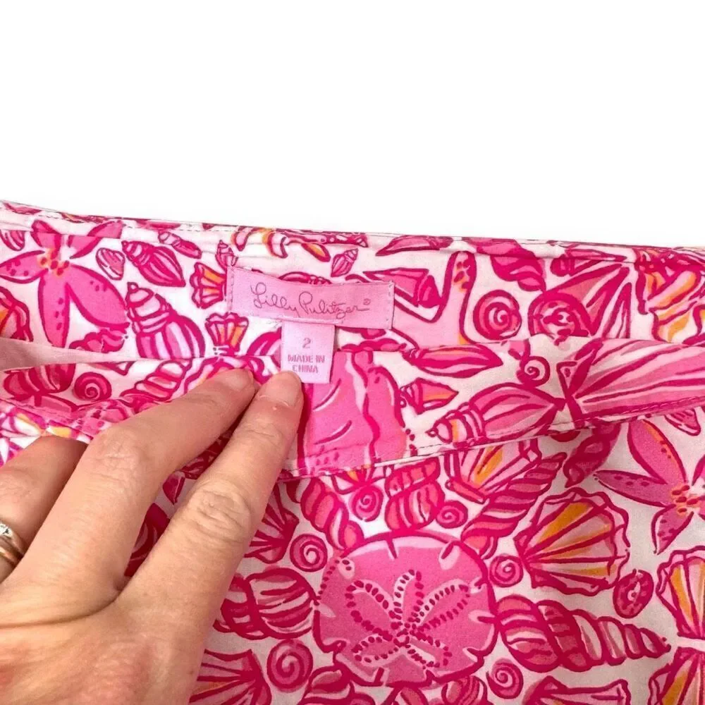 Lilly Pulitzer Lynnie Skirt Scallop Hem Hotty Pink Sailors Valentine Mini Size 2